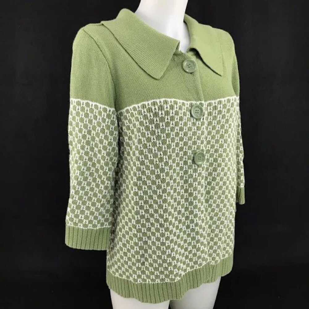 Christopher & Banks Green Patterned Cardigan  3/4 Sleeves